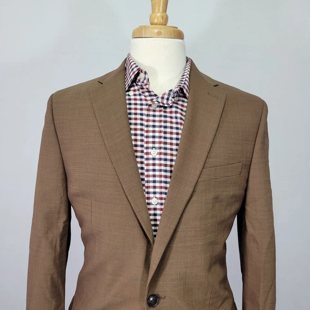 BAR III Men's Sport Coat Blazer Two Button Brown Wool Blend Size 40L NEW W/O TAG